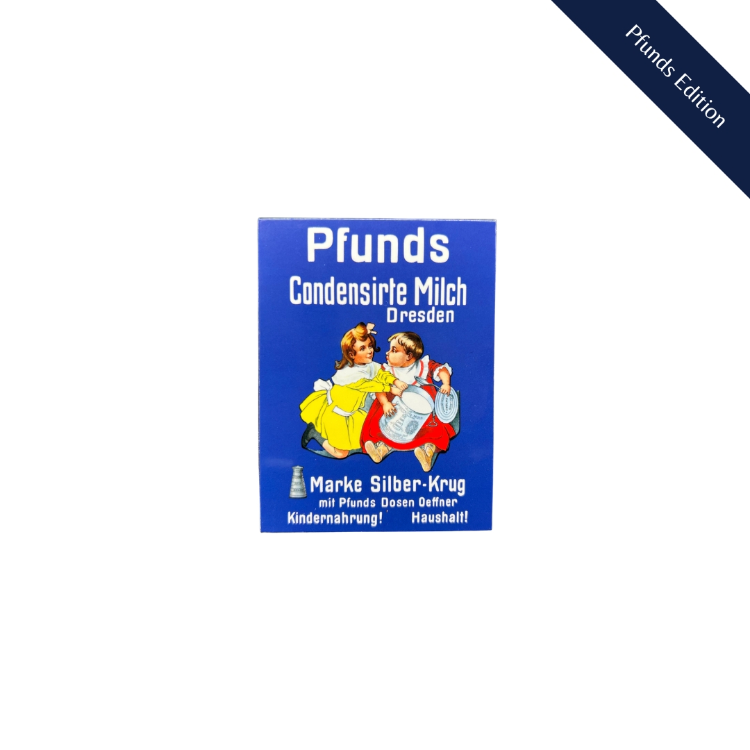 Magnet mit dem historischen Werbe-Motiv 'Pfunds Condensirte Milch'