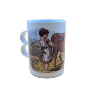 Pfunds Tasse mit dem Motiv "Mädchen mit Kuh" - Ansicht von links