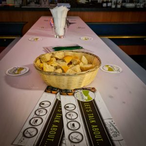 Sitzmöglichkeiten zur Verkostung