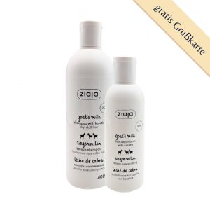 Ziaja Haarpflegeset - Shampoo (400 ml) und Haarspülung (200 ml) mit Ziegenmilch, inklusive gratis Grußkarte