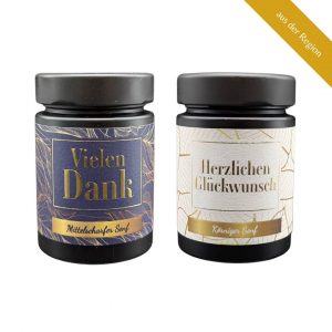 Altenburger Geschenk-Senf - "Herzlichen Glückwunsch" und "Vielen Dank"