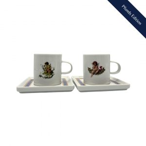 Espressotassen mit Untertasse verziert mit Motiven aus dem schönsten Milchladen der Welt