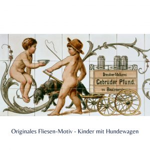 Originales Fliesen-Motiv 'Hundewagen' im schönsten Milchladen der Welt