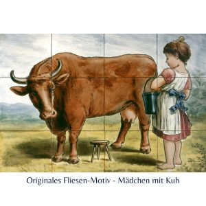 Originales Fliesen-Motiv 'Mädchen mit Kuh' im schönsten Milchladen der Welt